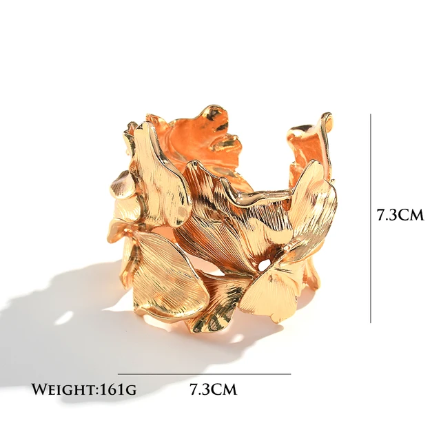 Exaggerated Vintage Metal Hollow Leaves Open Bracelets Bangle For Women Hip-hop Punk Jewelry Party Accessory 6