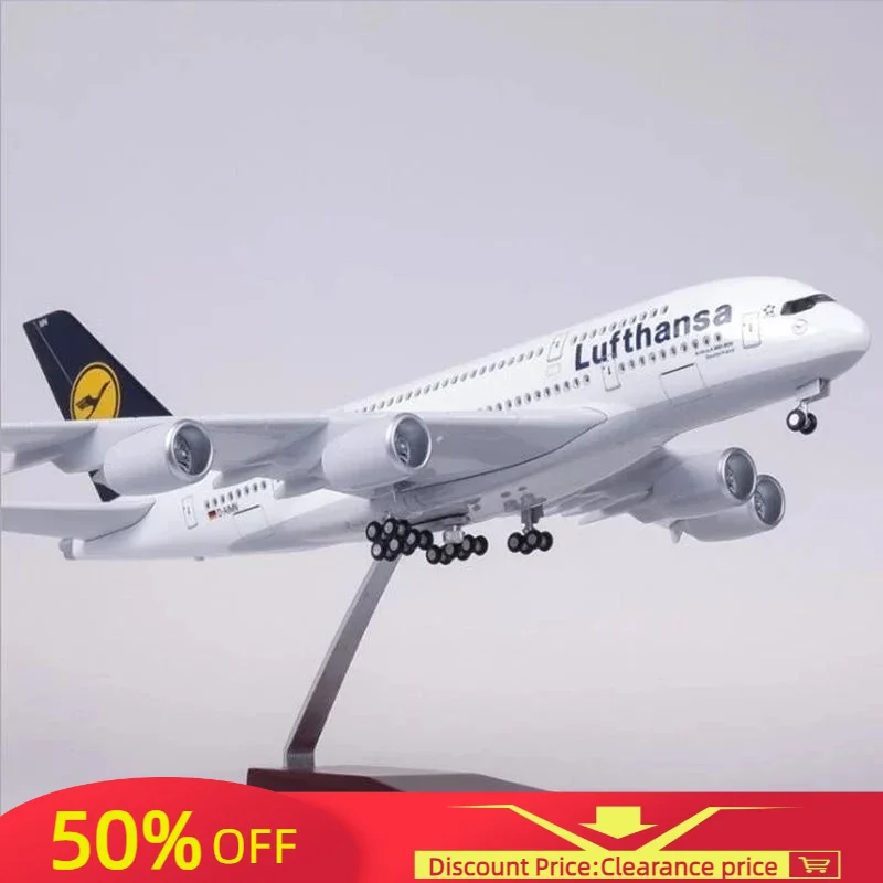 

New 1/160 Scale 46CM Airplane 380 A380 Lufthansa Airline Model W Light and Wheel Diecast Plastic Resin Plane For Collection