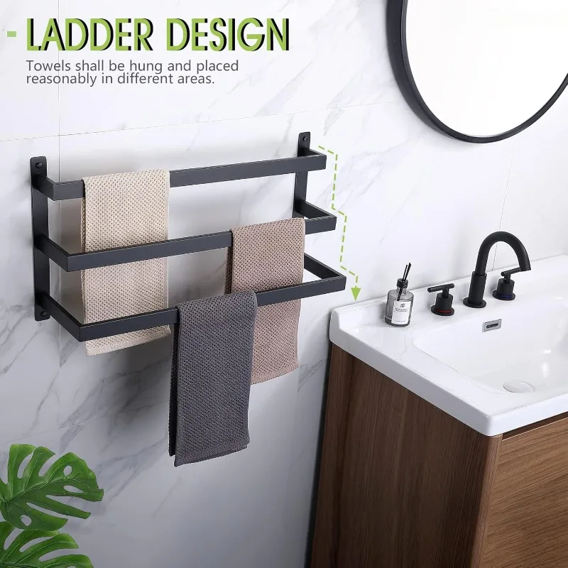Towel Bars Bath Towel Holders Bathroom 3-Tiers Ladder Rails Wall Mounted Towels Shelves Rack Stainless Steel,