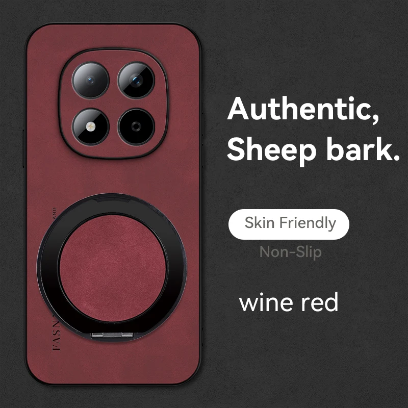Premium Sheepskin Leather 360° Rotating Phone Holder Case