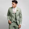 3 Pieces Male Suits Green Elegant Wedding Suits For Men Formal Best Men Blazer Slim Fit Groom Tuxedos Jacket Costume Homme 1