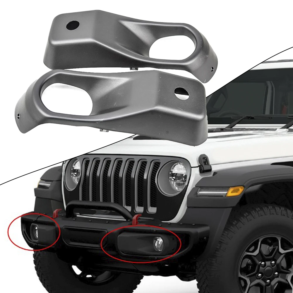 1-Pair Front Bumper Fog Light Lamp Cover Cap For JEEP-Wrangler JL 2018+ ABS Fog Lamp Bezel Frame Left-Right Car Accessories