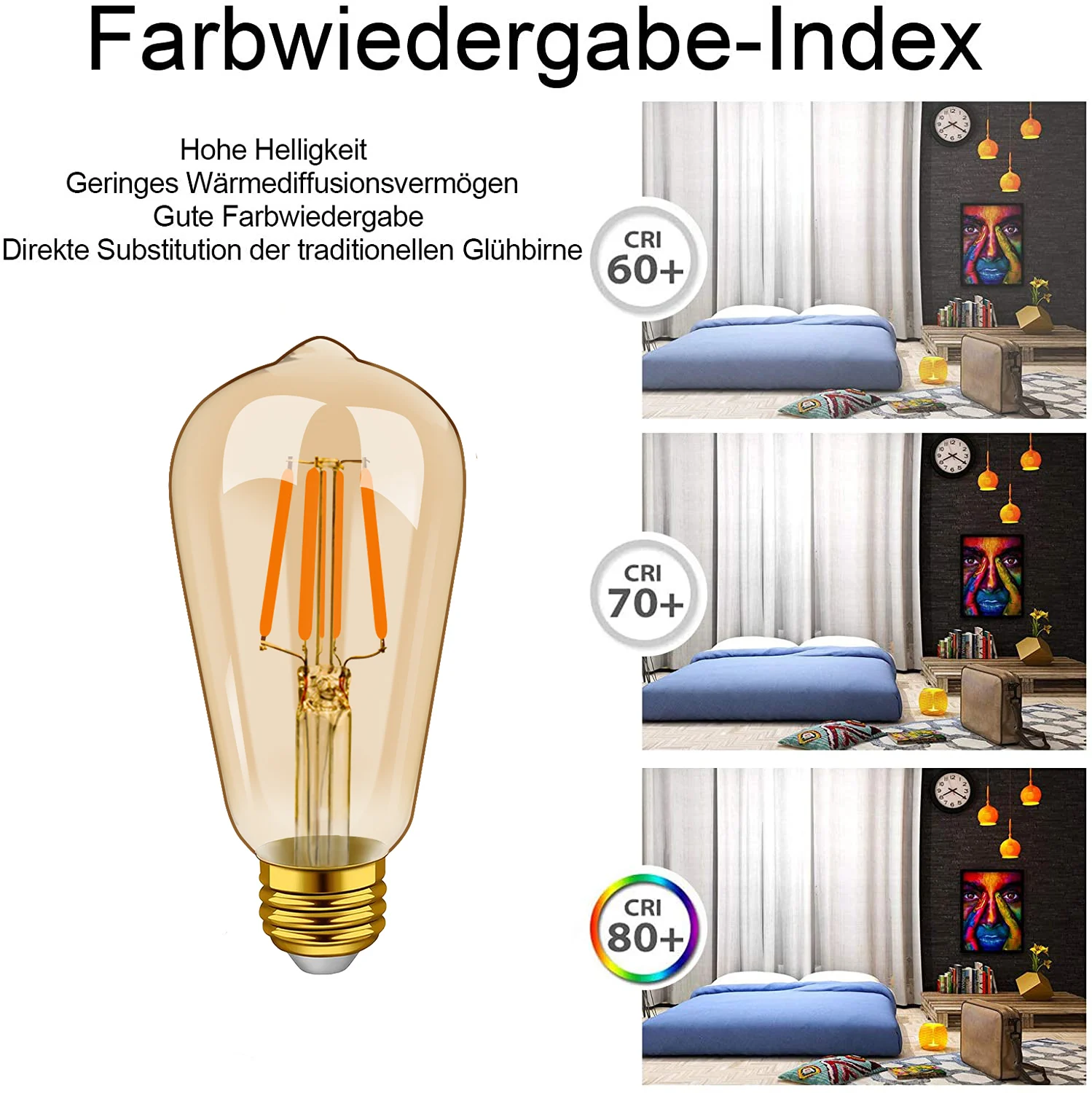 5pcs Vintage LED Edison Dimmable Filament Light Bulbs ST64