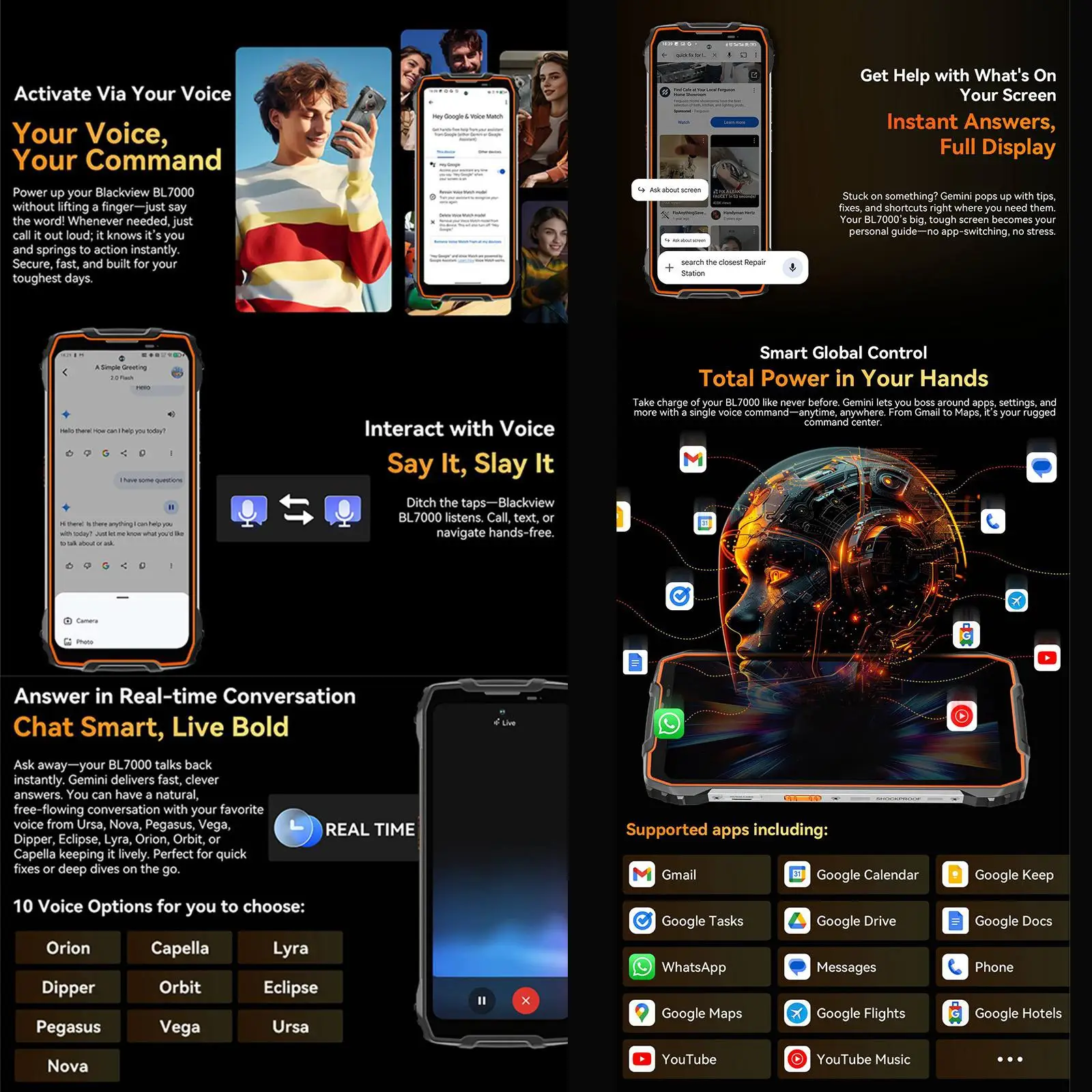 BLACKVIEW BL7000 5G AI Rugged Phone 8GB+256GB 6.78" HD+2.4K Display 120Hz Dimensity 6300 Android 15 7500Amh NFC Smartphone
