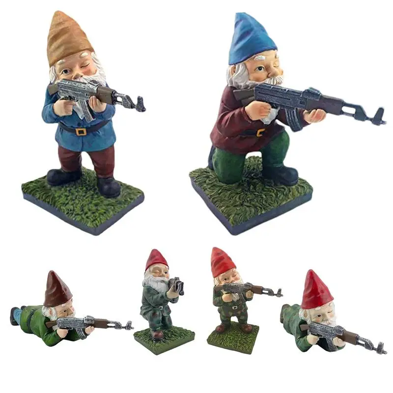 

Interesting Fighting Gnome Resin Ornaments Gnome Battle Sculpture Decor Weather-Resistant Gnome Figurine Decoration Accessories