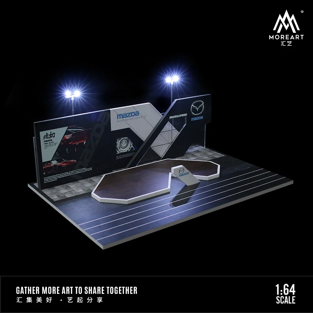 MoreArt 자동차 쇼 부스 조명 버전 장면 모델 주차장, 1:64