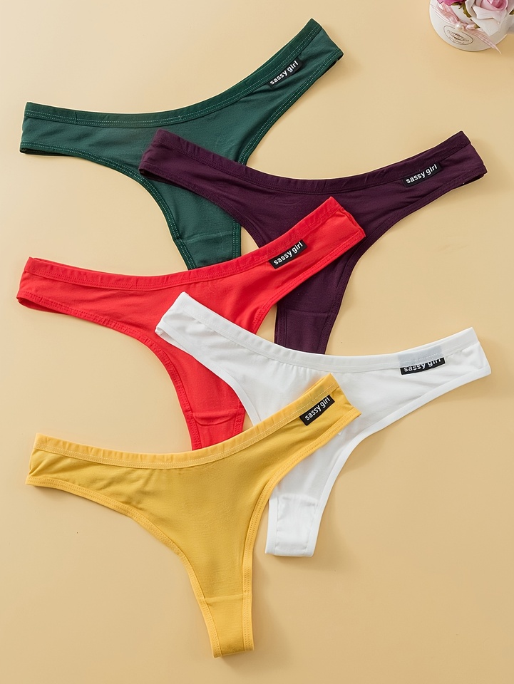 5-piece set of Modal cotton skin-friendly and comfortable women's thong, soft fabric and fashionable women's underwear