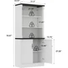 Bookcase with Doors, 71 inch Tall Bookshelf with Storage Cabinet, Floor Standing Wood Bookcase with Adjustable Shelves, 2