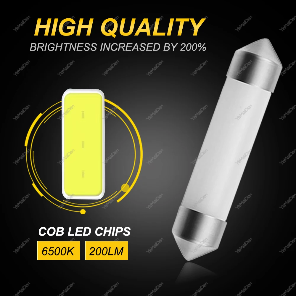 LED Car Light 1/4/10 PCS C5W LED Bulb Festoon 31mm-41mm C10W COB 12V 6500K White Car Interior Reading Light Trunk License Plate Lamp