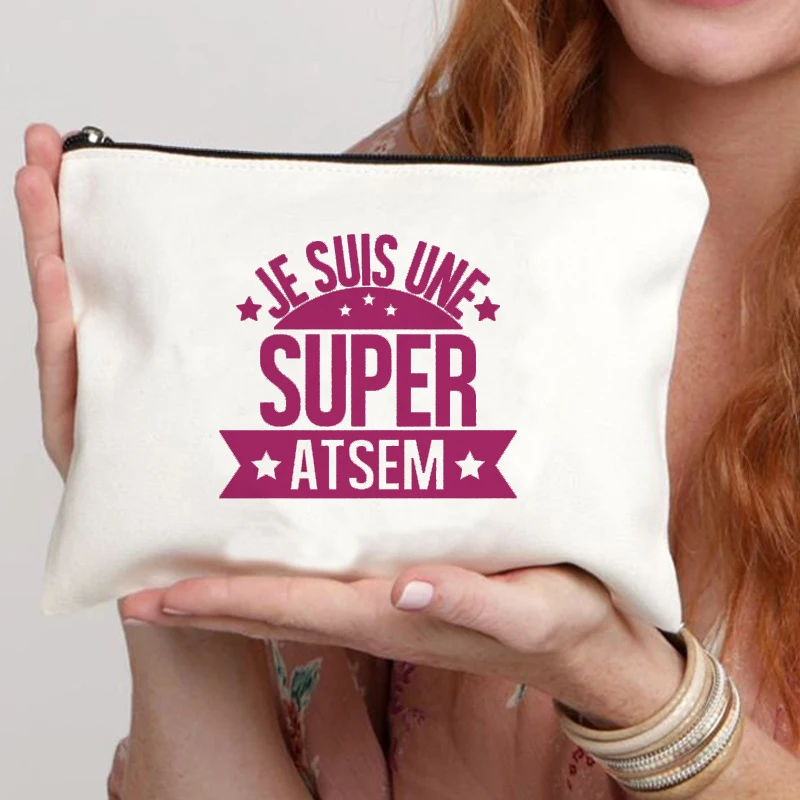 Trousse Multifonction En Coton "Aussi Géniale" - Pour école, Maquillage, Bureau - Idée Cadeau