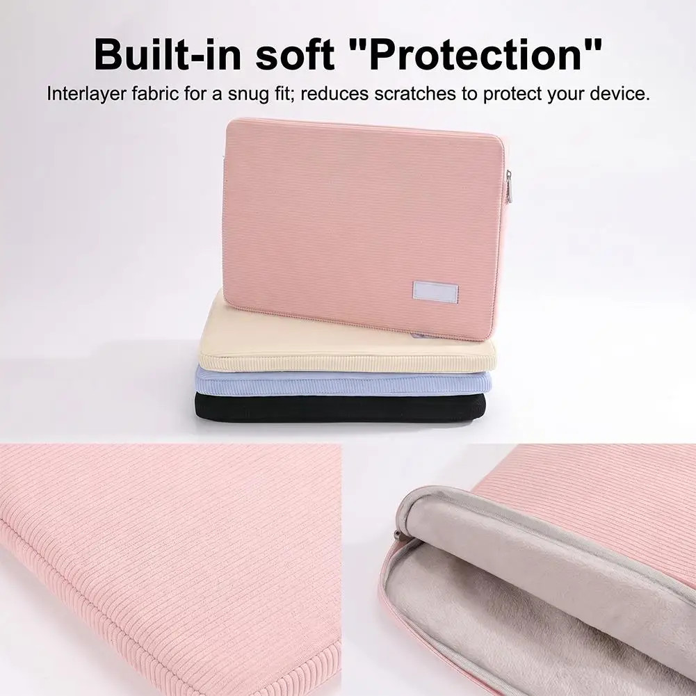Custodia Protettiva per Laptop 13.3-15.6 Pollici in Corduroy Antiurto, Borsa Morbida per MacBook Air Pro Dell HP - immagine 5