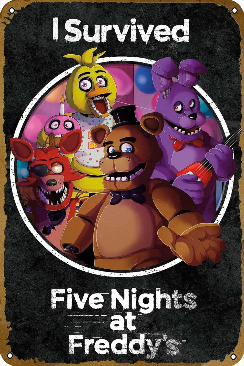 

Fnaf-выживший фильм, плакат винтажные металлические знаки жестяной знак 8x12 для фотофермы, подвала, паба