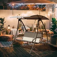 Domi 3-Seat Patio Swing Chair, Outdoor Porch Swing with Adjustable Canopy  Patio Swing Glider 1