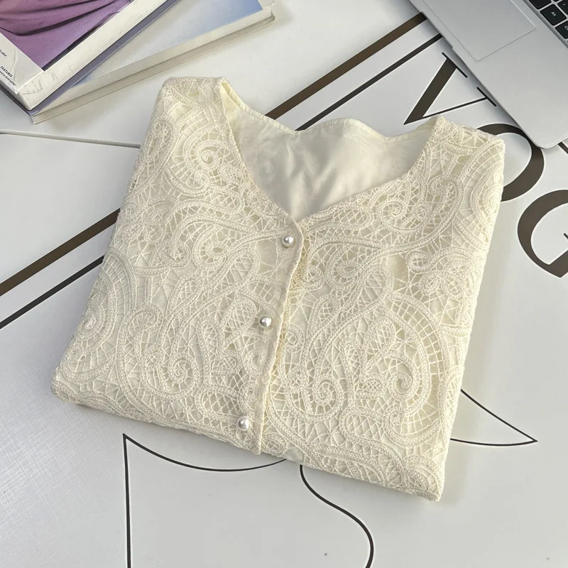 Spring Plus Size Blouses New 100kg V-neck Lace Women Shirt With Temperament 8808