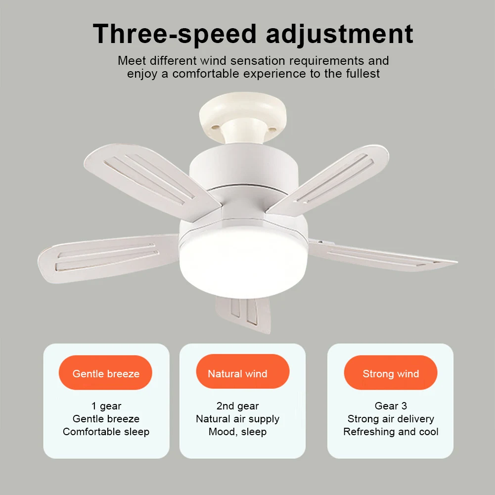 2 In 1 Hanging Fan with LED Lantern E27 Socket Electric Cordless Fan Universal Dimming Fan for Dining Room Bedroom Living Room