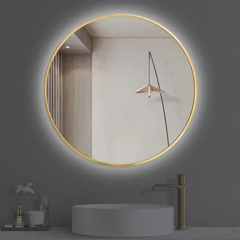 

Bathroom Wall Mounted Mirror Led Touch Control Makeup Smart Round Aesthetic Mirror Vanity Specchio Bagno Home Decor Items
