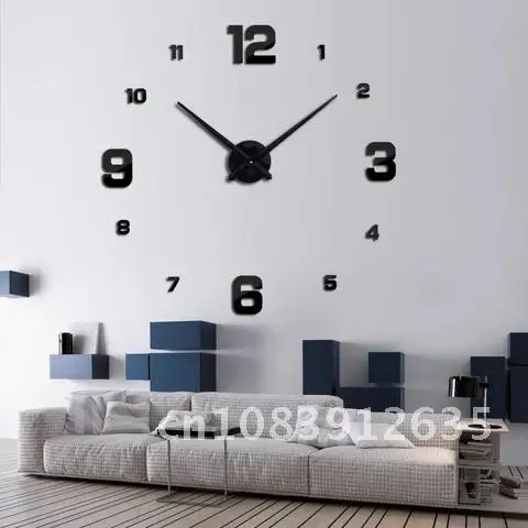 

Wall Sticker 3d large roman mirror fashion diy modern Quartz clocks living room watch new home decor