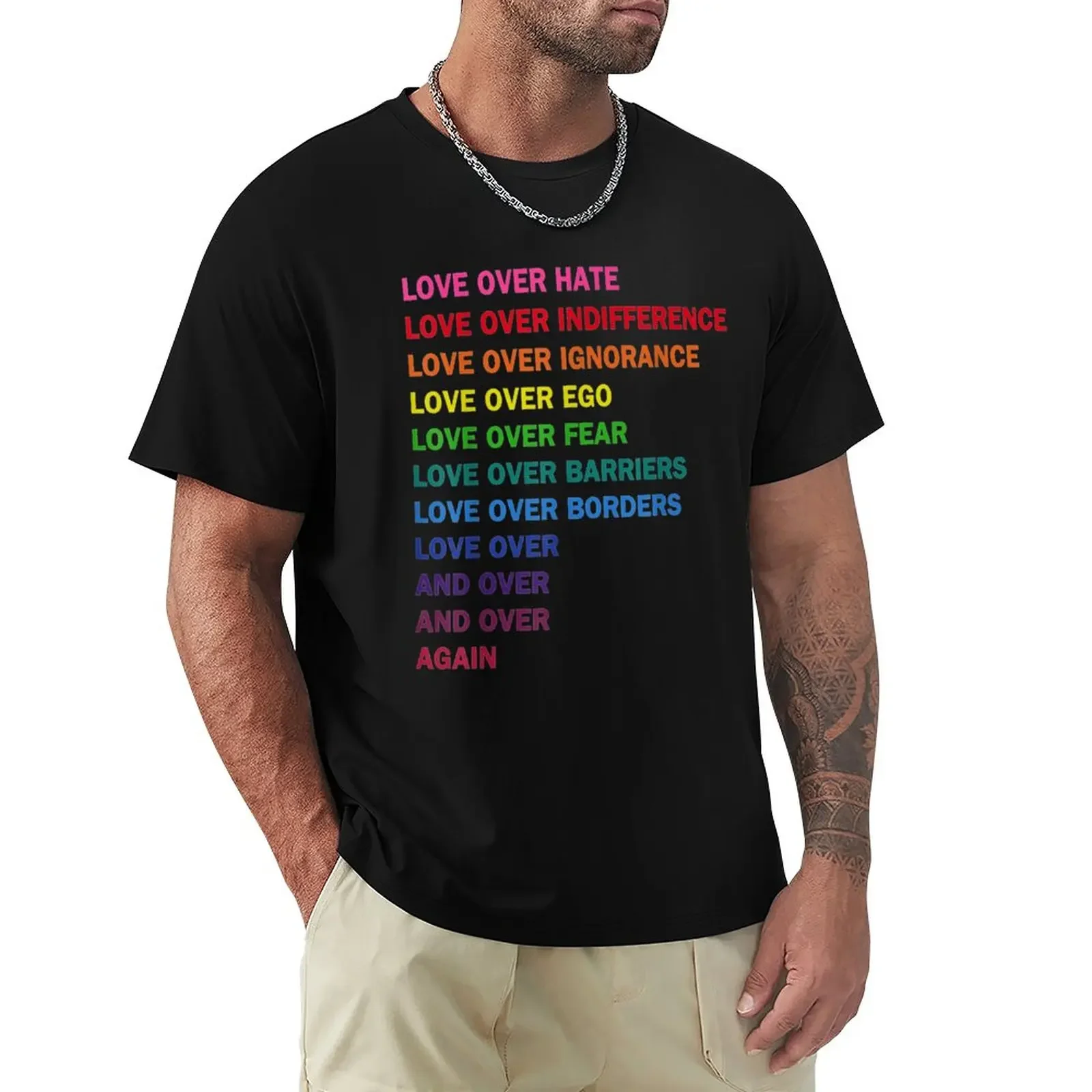 Love Over Hate, Love Over Analysis Lgb T-Shirt Plus Size Graphics Magliette Da Uomo