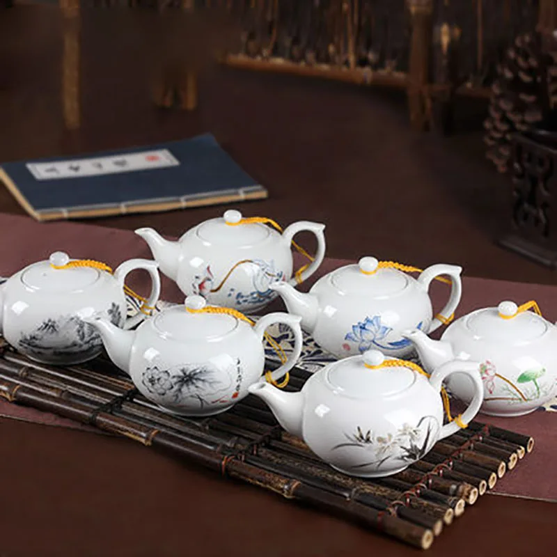 Chinese Ceramic Teapot, Porcelain Tea Pot, Infuser Kettle, Container for Household, Office, Tea Ceremony, Teaware Gifts