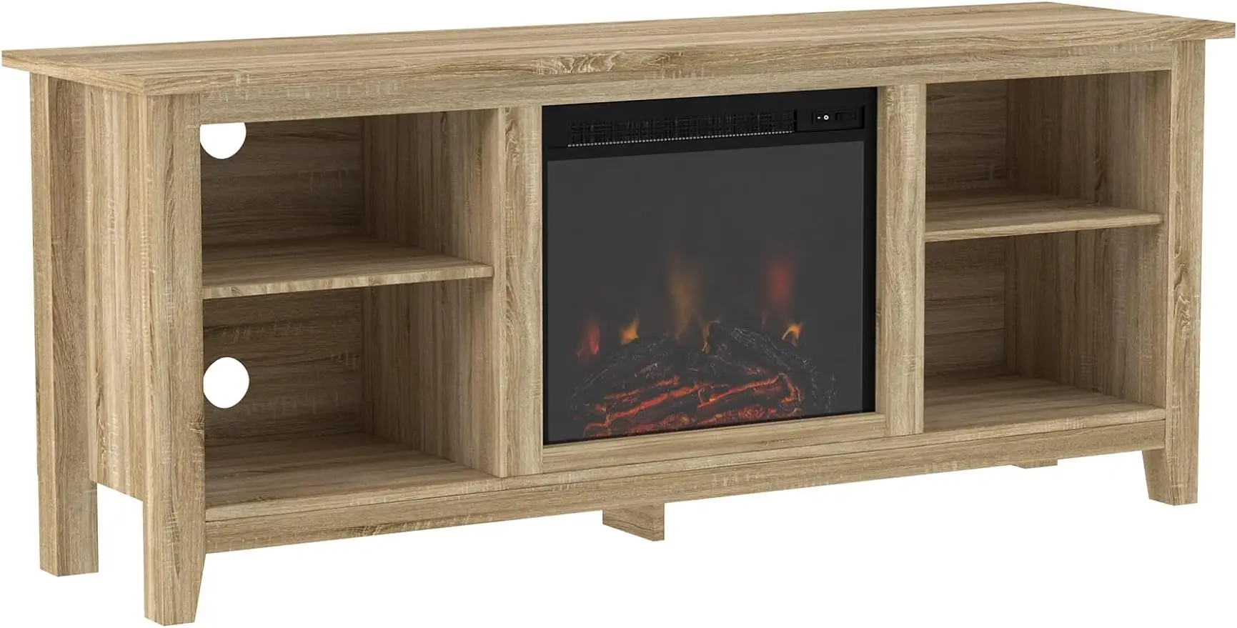 

Walker Edison Wren Classic 4 Cubby Fireplace TV Stand for TVs up to 65 Inches, 58 Inch, Driftwood