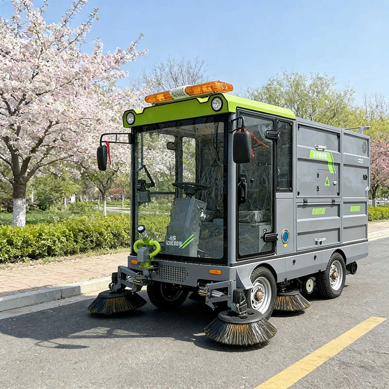 Heavy Duty Electric Road Sweeper with High Density Brushes for Industrial Facility Use 3