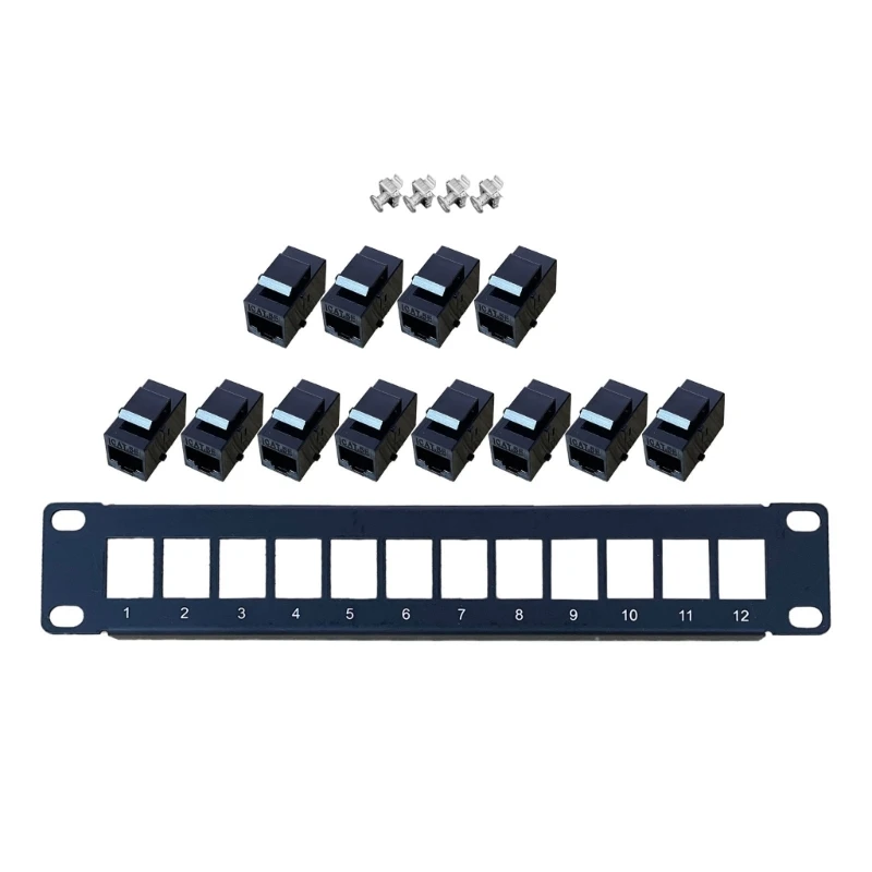 12 포트 CAT5e 벽걸이 패치 패널 10G 지원 1U 네트워크 패치 패널 UTP 19 in