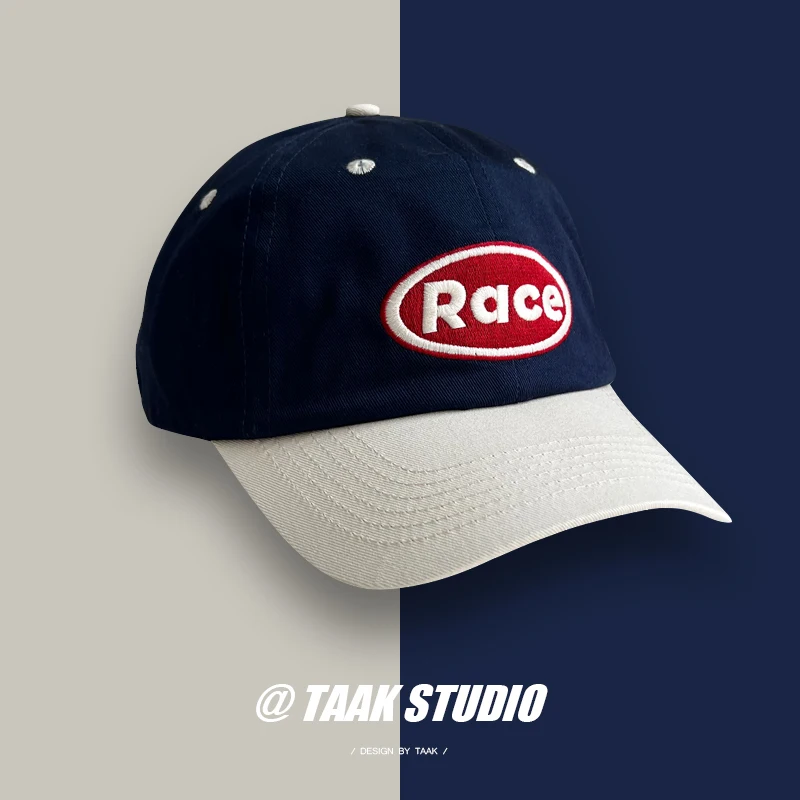 

Color Contrast Letter Embroidered Baseball Cap for Women Spring and Summer Korean Style Face-Looking Small Street Peaked Cap