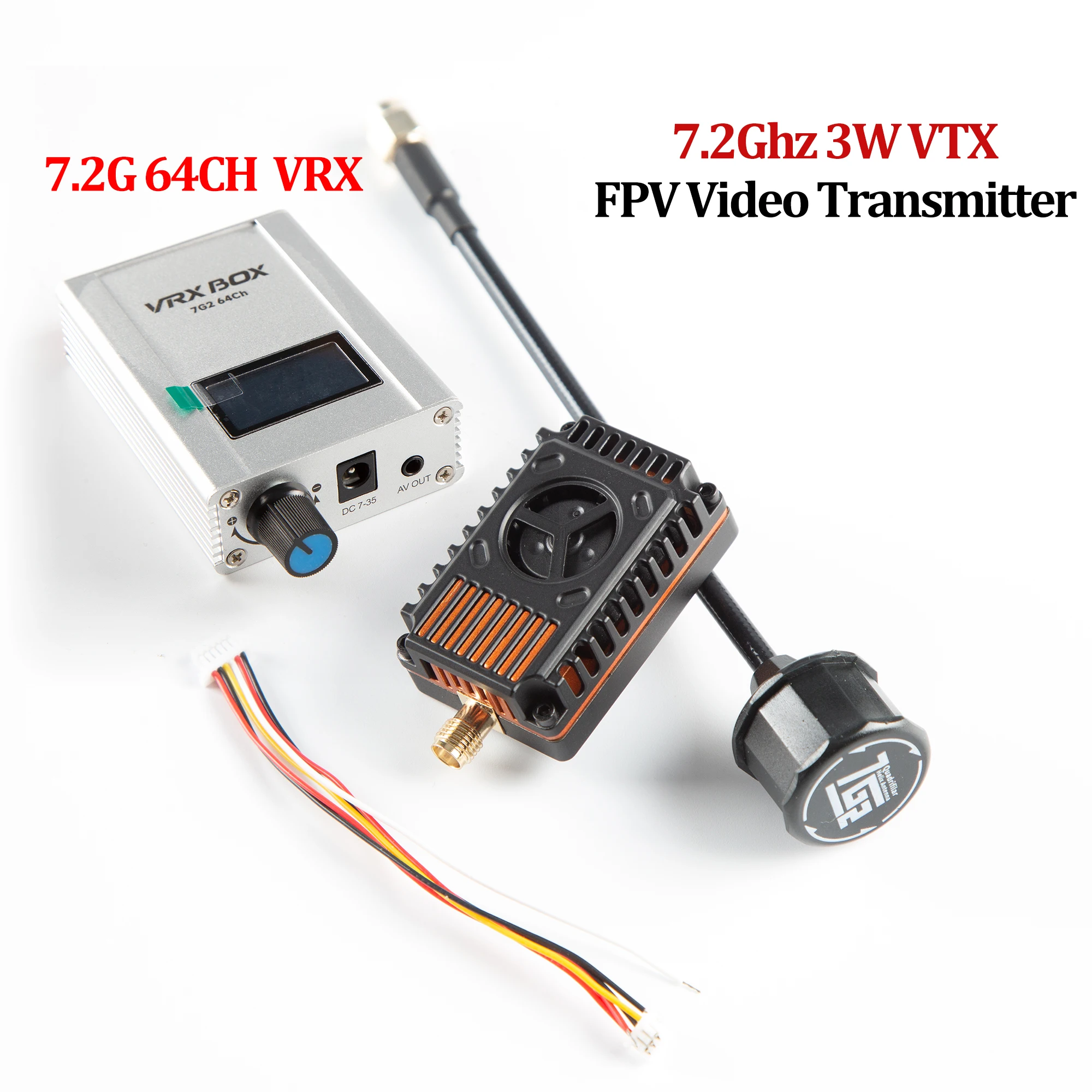 VTX 7.2GHz 3W/5W/7W Émetteur Vidéo FPV 64 Canaux pour Drone Longue Portée