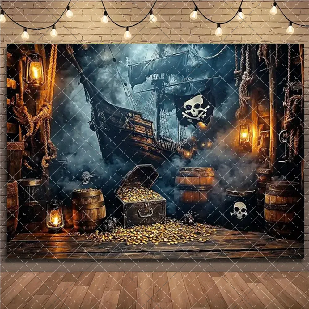 Piraten Thema Retro Schatz Zimmer Hintergrund Skelett Gothic Fotografie Hintergrund Geburtstag Party Dekorationen Baby Dusche Liefert – Detail 15