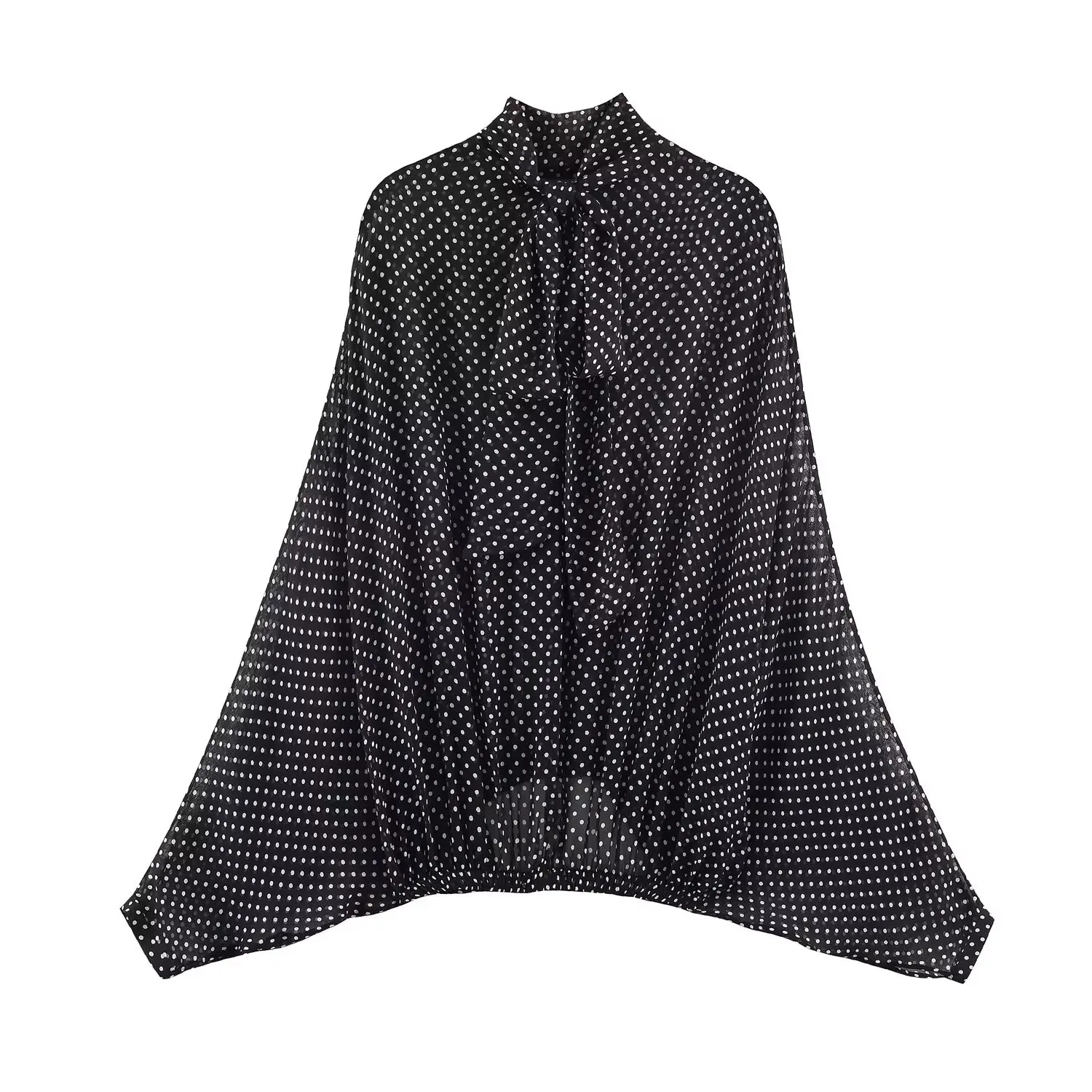 Polka Dot Printed Women Shirt 2025 Autumn New Bow Tied Blouse Woman Tops Lady Ruffles Long Sleeve Loose Elegant Blouses Top ﻿