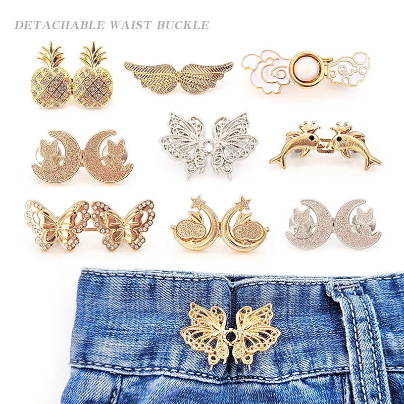

Jeans Pant Clothing Waist Buckle Waistband Adjust Tool Removable Waist Tightening Buckle Invisible Snap Button Brooch Jewelry