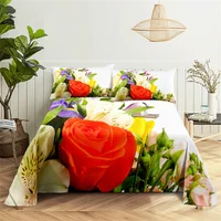 Colorful Rose Queen Sheet Set Girl, Lovers Room Bedding Set Bed Sheets and Pillowcases Bedding Flat Sheet Bed Sheet Set 2