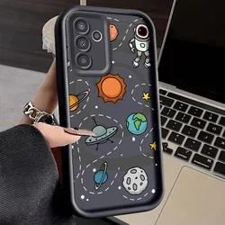 Cosmic Astronaut Design Silicone Anti-Drop Soft Phone Case for Samsung A35 (Black)