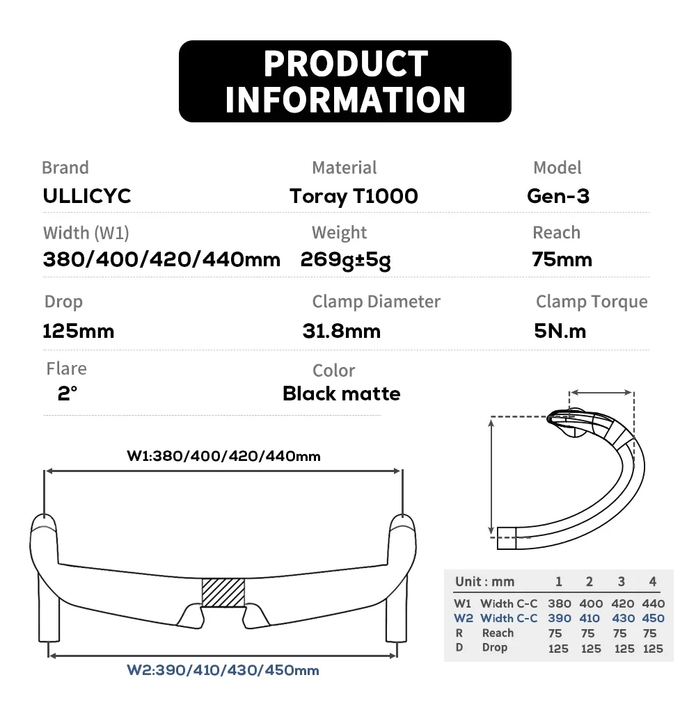 ULICYC  3  T1000 ź  ε ڵ, 31.8mm, 380mm, 400mm, 420mm, 440mm, DI2 EPS ÷, 2    ǰ