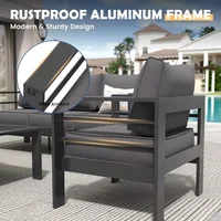 5 Pcs Metal Modern Patio Furniture Set, Outdoor Sectional Sofa for Balcony, Aluminum Patio Furniture, Garden, Dark Grey 1