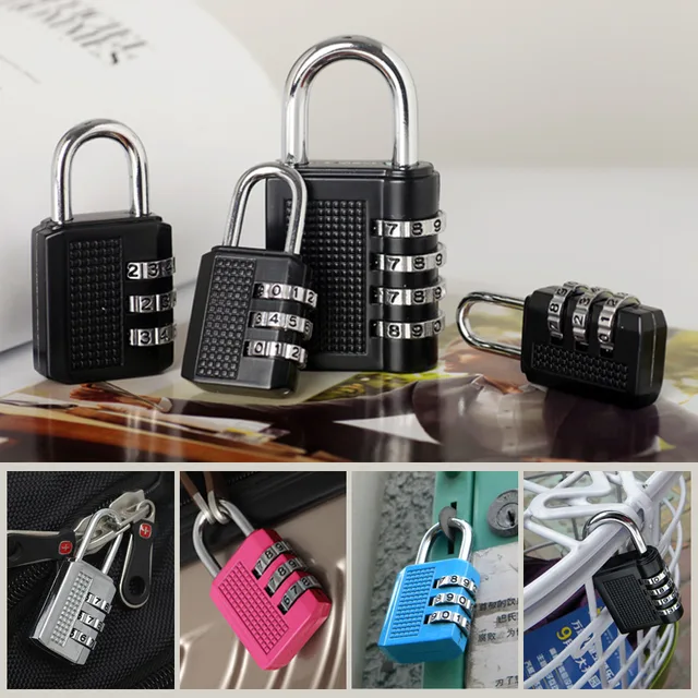 3/4 Digit Dial Combination Password Code Number Lock Padlock Safety Travel Security Lock for Luggage Backpack Suitcase Drawer 4