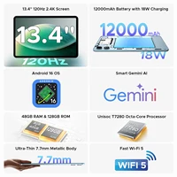 Tablette PC 2 en 1 Aorlym P13 Android 16 13,4 pouces 2,4K Gemini AI 48 Go de RAM (8+40) 128 Go de ROM Batterie 12000 mAh Widevine L1 2