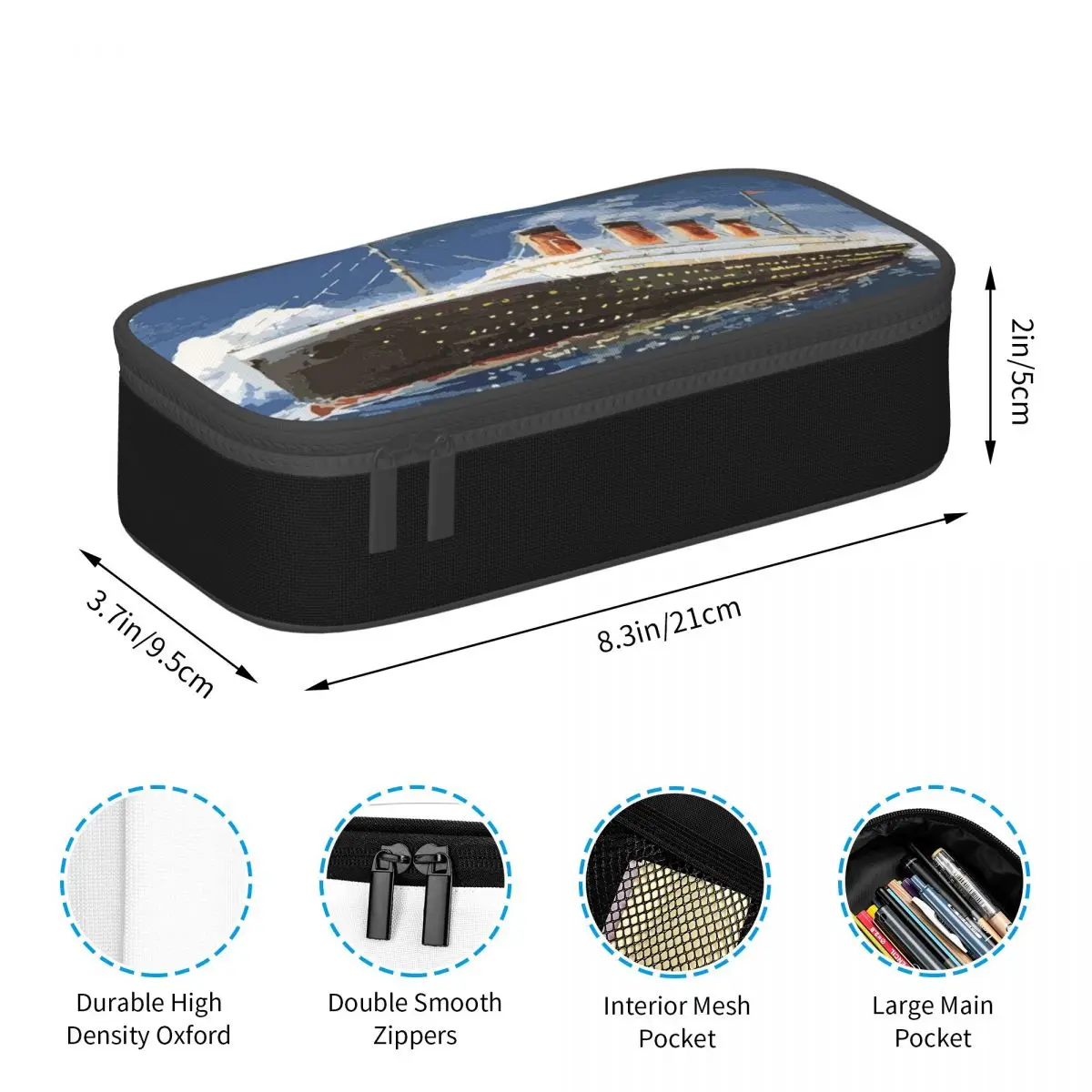 Pencil Cases Large Capacity Pen Bags Pen Box Pencil Pouch For Boys Girls Students Titanic