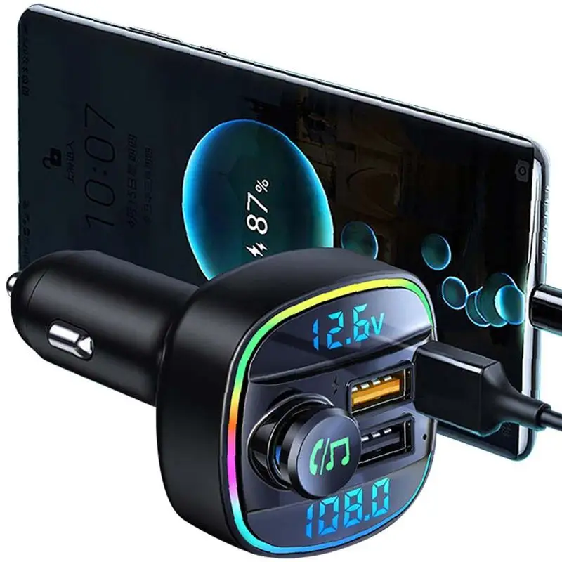 

Car FM Transmitter Cigarette Lighter Wireless Adapter Upgraded 5.0 Wireless FM Transmitter For Car FM Radio Adapter Music Player