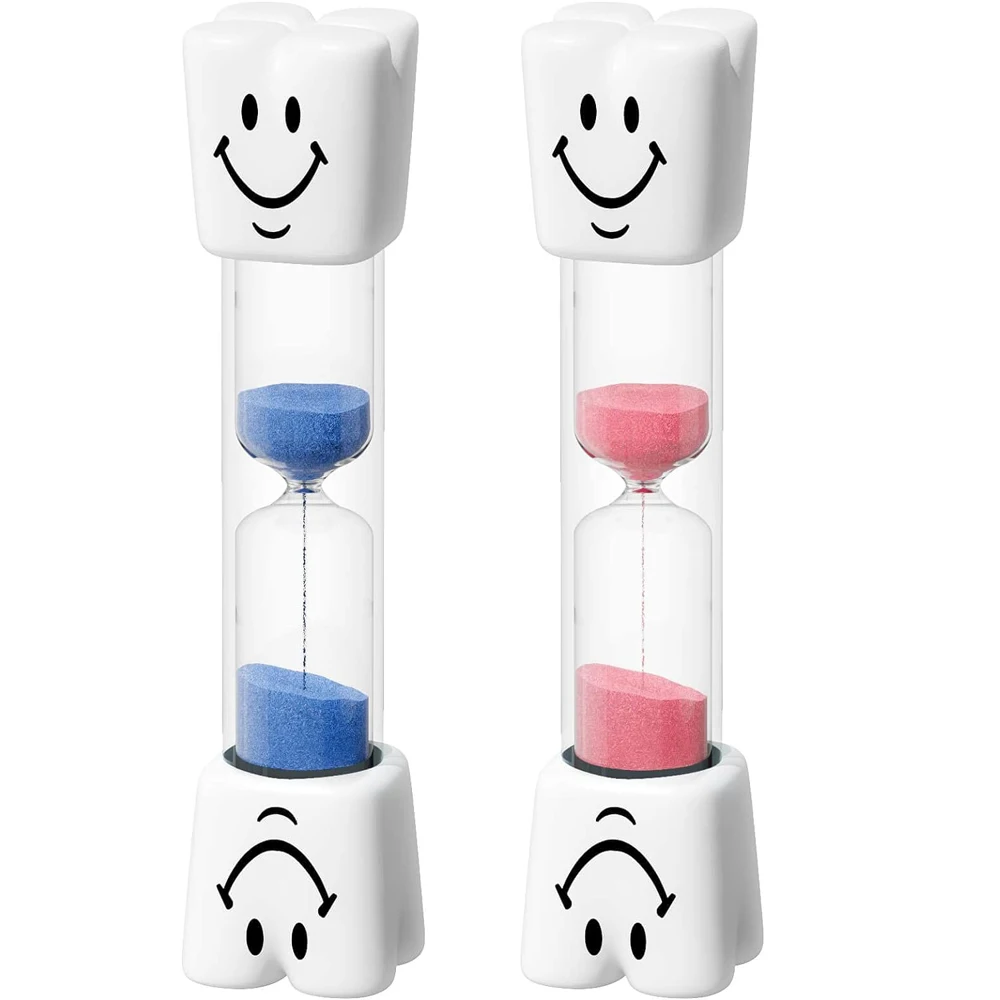 2PCS 2Minute Smiling Face Tooth Brushing Hourglass Creative Sand Clock Toothbrush Timer Desktop Ornament For Children Kids sand timer