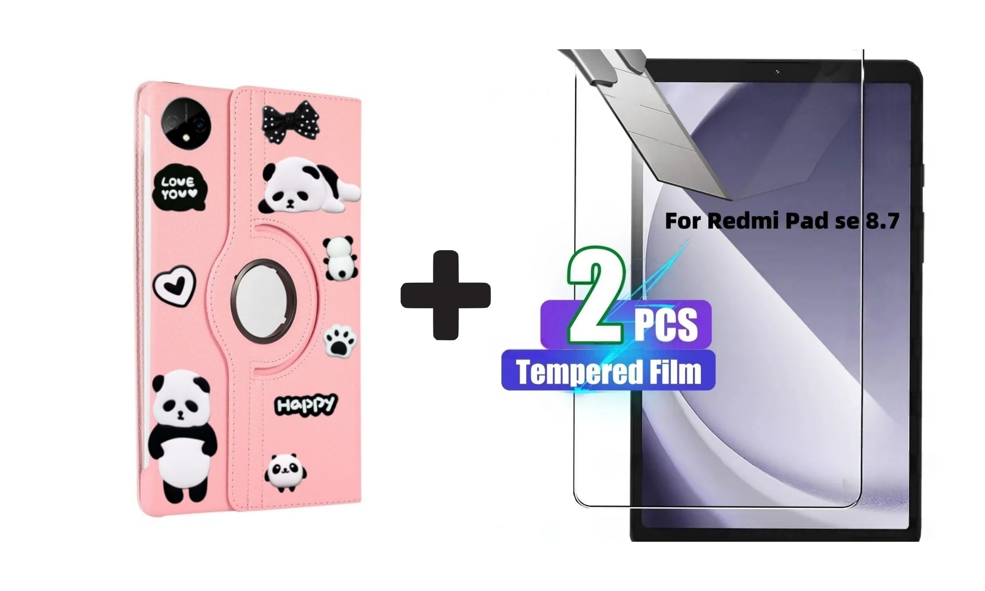 Premium 360° Rotating PU Leather Stand Tablet Case - Universal 8.7 Inch Cover