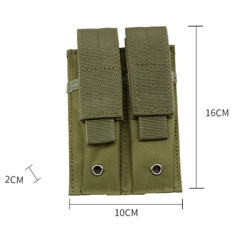 Description Picture 2 of itemMolle 9MM Double Magazine Pouch Pistol Mag Holster Flashlight Holder EDC Hiking Hunting Accessories Waist Bag Vest Pouches