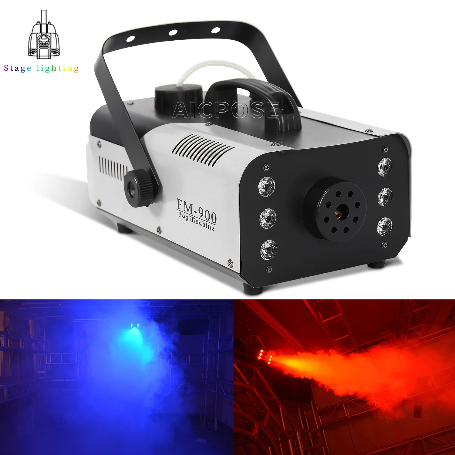 

900W LED RGB Wireless Remote Control Stage Fog Machine DJ Disco Smoke Machine Party Wedding Christmas Stage LED Atomizer