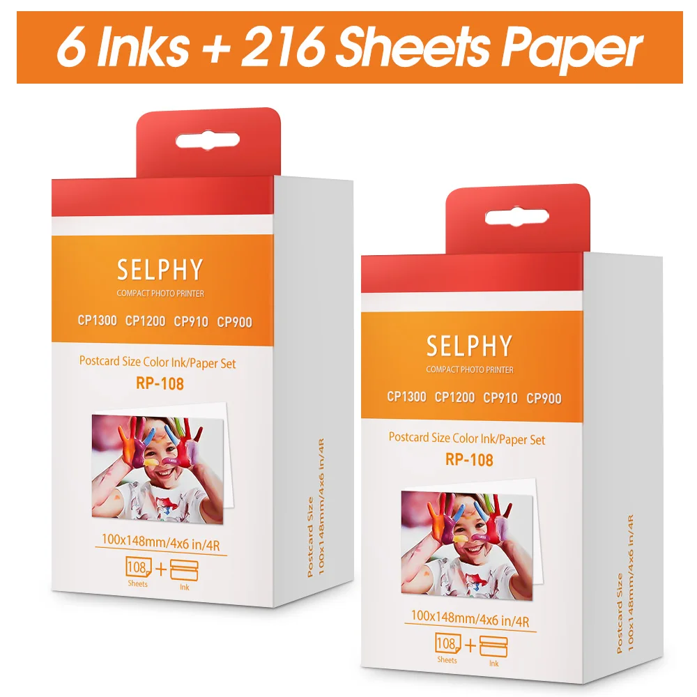 6 Inch Selphy Ink Paper Set for Canon Selphy CP1500 CP1300 CP1200 CP910