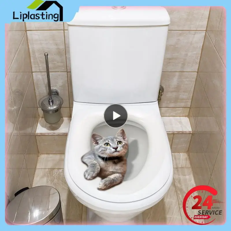 Cute 3D Cat Toilet Sticker Bagno Toilet Cover Sticker 3D Wall Stickers Animali Wc Accessori Divertimento Per La Decorazione Del Bagno Di Casa