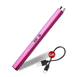 Windproof USB Rechargeable Plasma Candle Lighter for Indoor and Outdoor Use (Pink)