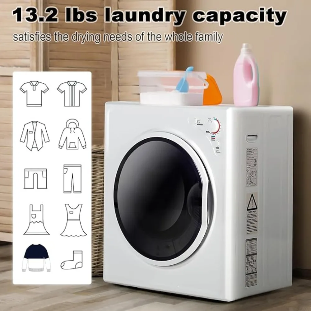 Clothes Dryer Stainless Steel Inner Tub Electric Dryer Machine 4 Modes Compact Cloth