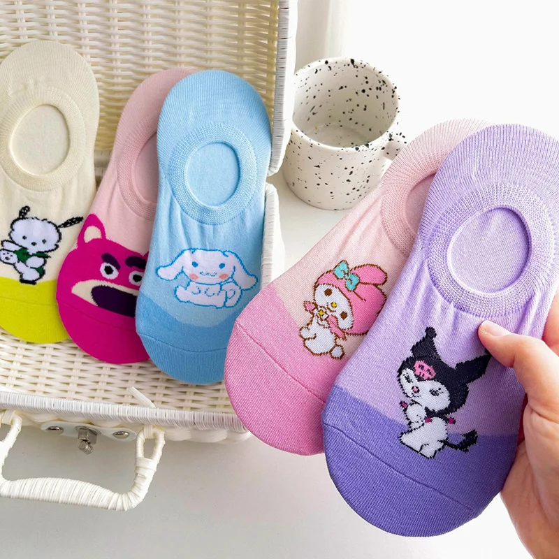

Kawaii Sanrio Socks Hellokittys Kuromi Cinnamoroll Pochacco Anime Cartoon Plushies Short Socks Invisible Socks Soft Breathable