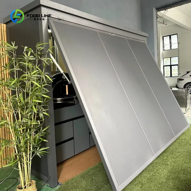 ชุดครัวกลางแจ้งกันสภาพอากาศระดับพรีเมียม พร้อมเตาย่างสแตนเลส อ่างล้างจาน ตู้เย็น และศาลาอลูมิเนียมสั่งทำพิเศษ 1