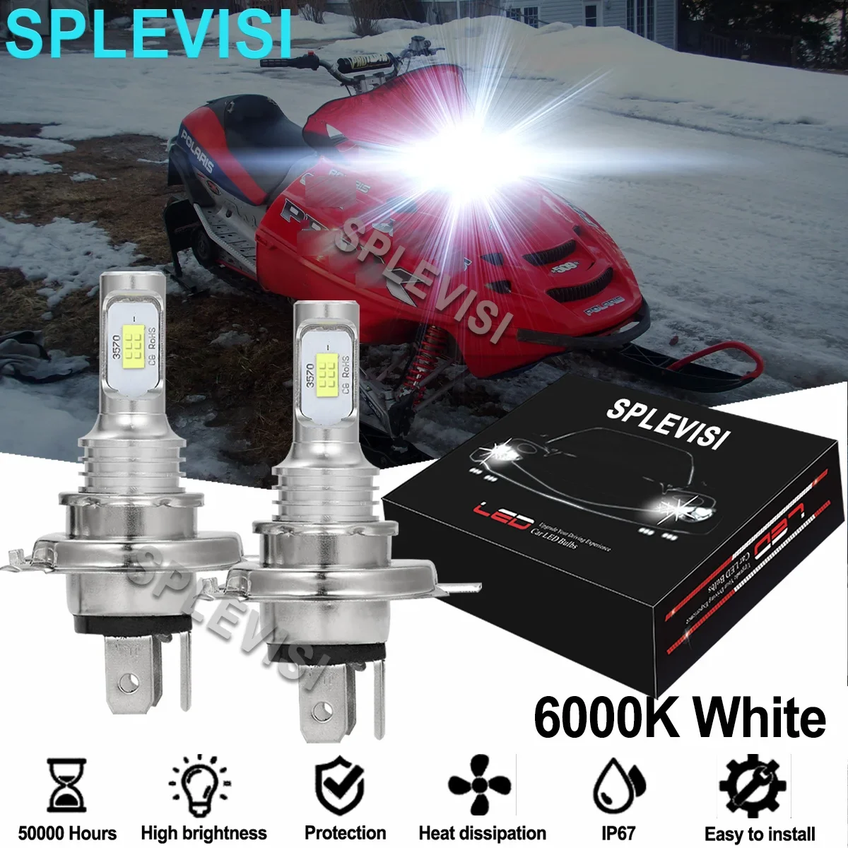 2x LED Bulb Lights 6000K For Polaris XC500 1999-2003 XC600 1996-2003 XC 700 1997-2004 XC SP 500 1999-2006 XC SP600 1999-2005